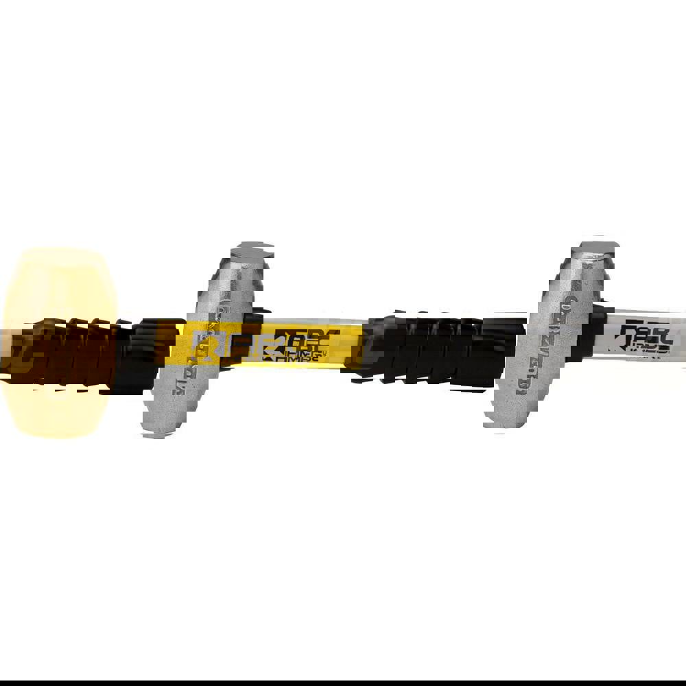 4 lb Brass Striking Hammer, Non-Sparking, Non-Marring 1-3/4 Face Diam, 3-3/4 Head Length, 14 OAL, 12 Fiberglass Handle, Double Faced